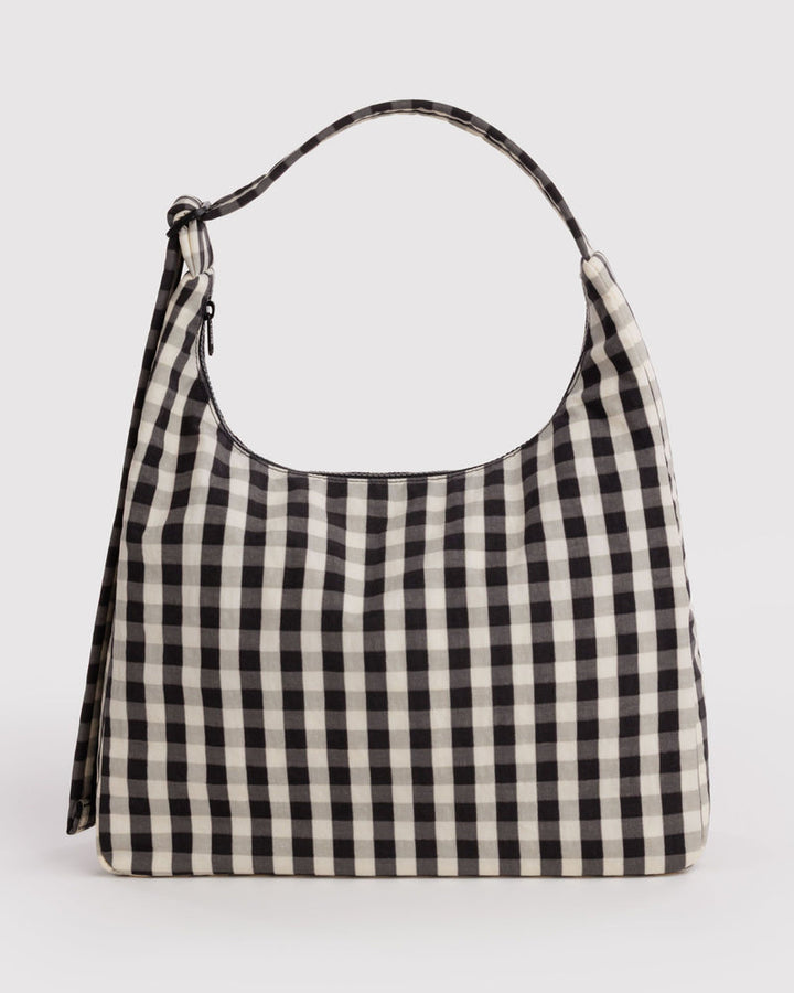 Baggu | Nylon Shoulder Bag | Black and cream gingham