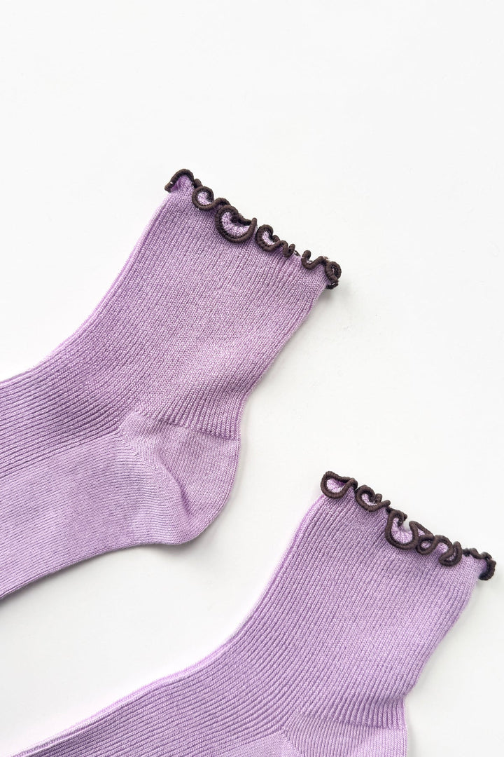 Le Bon Shoppe x Noble | Petite Ruffle Sock | Lilac Brown