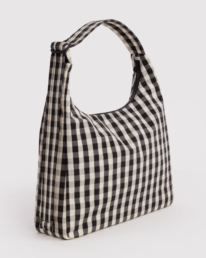 Baggu | Nylon Shoulder Bag | Black and cream gingham