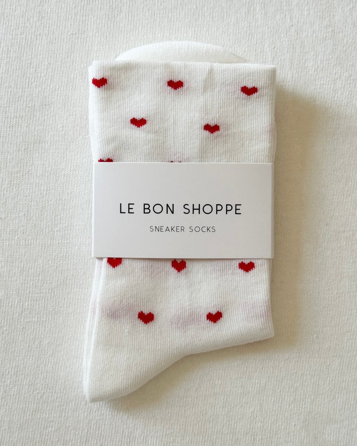 Le Bon Shoppe | Sneaker Socks | Heart White red