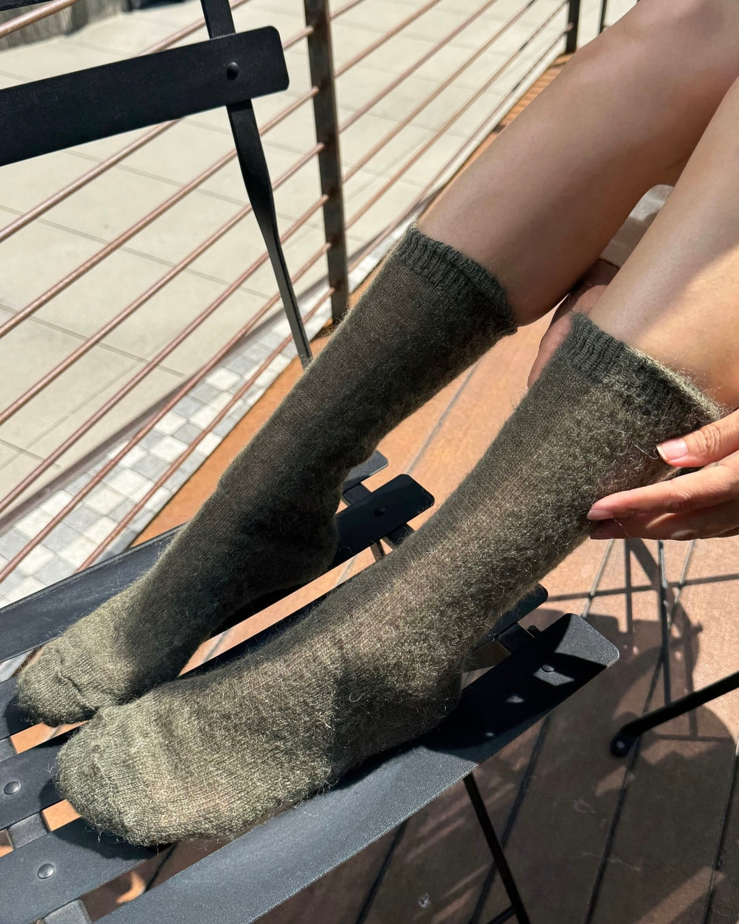 Le Bon Shoppe | Mohair Veil Socks | Mountain Olive