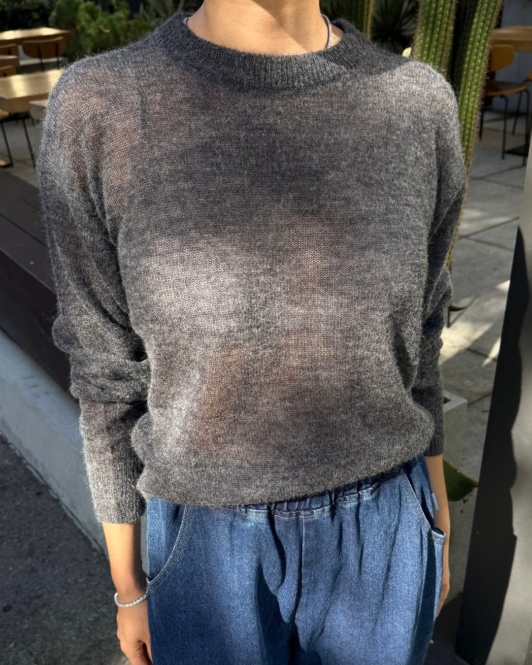 Le Bon Shoppe | Cecile Crewneck Mohair Sweater | Charcoal