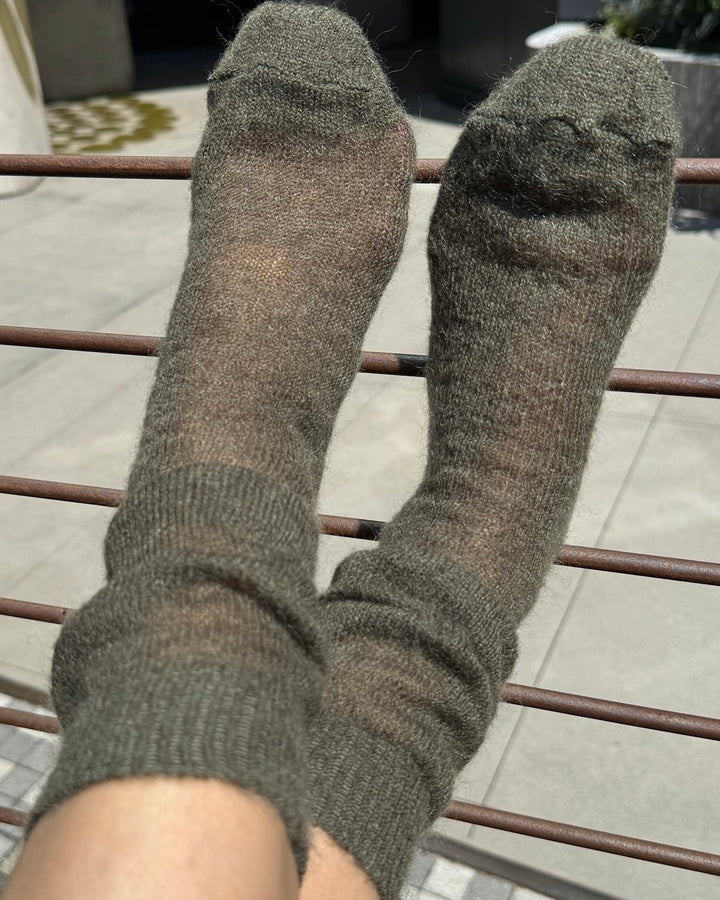 Le Bon Shoppe | Mohair Veil Socks | Mountain Olive