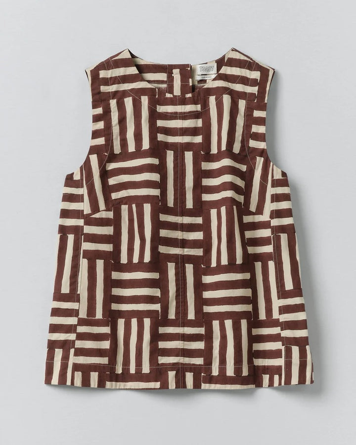 Toast | Patchwork block print top | Sable