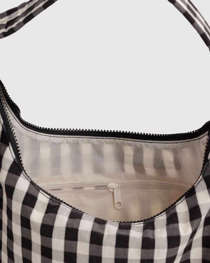 Baggu | Nylon Shoulder Bag | Black and cream gingham