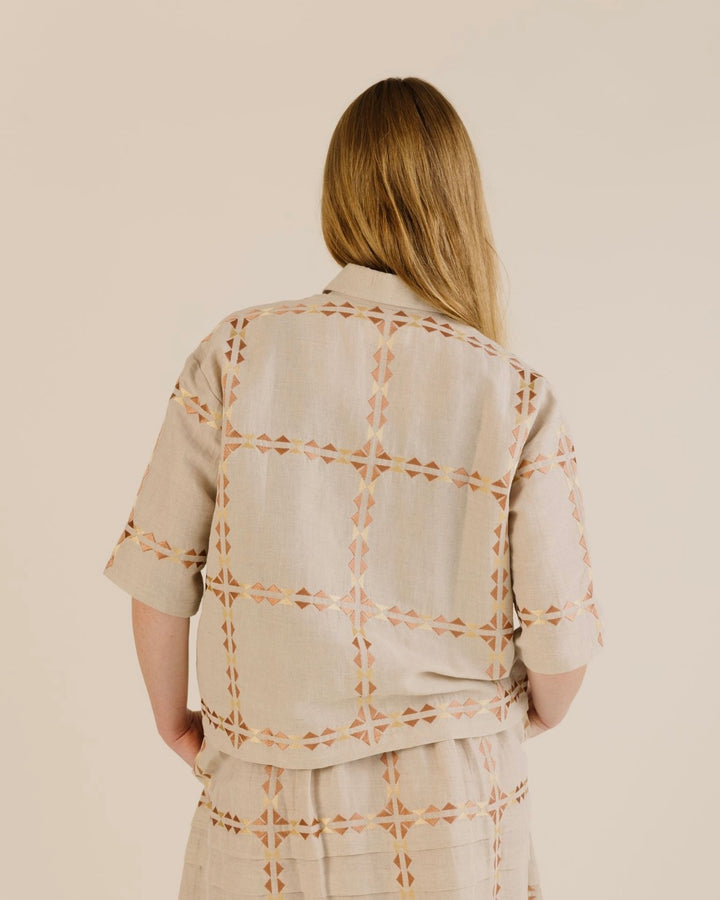 Sideline | Polly Shirt | Oat Embroidered